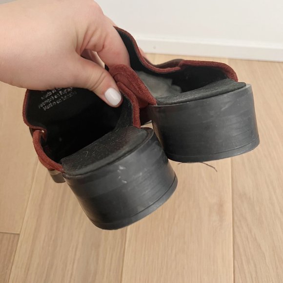 Free People Payton Penny Loafer Suede Maroon Size 8 - Picture 8 of 13